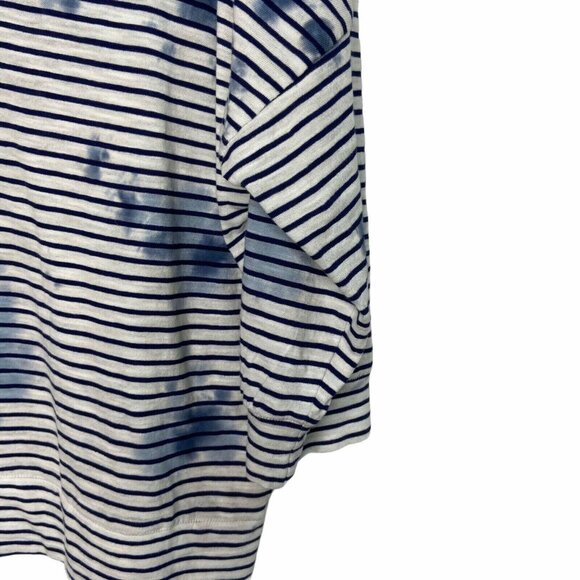 Saturday Sunday Top Size Small Blue White Tie dye With Stripes V-Neck - Picture 8 of 11